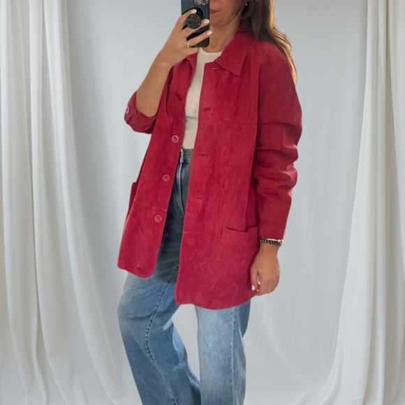 Vintage Jackets & Blazers - Red Suede Vintage Blazer